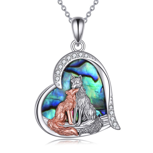 Meta  Digital Store  Fashion Sterling  Silver Kitsune Fox Heart Pendant Necklace Jewelry Gifts