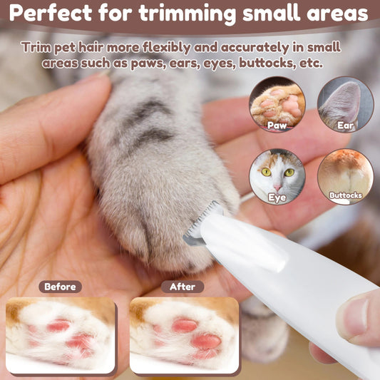 Pets Dog Paw Trimmer With LED Light Fully Waterproof Pet Hair Trimmer With LED Display Dog Clippers For Grooming Widen Blade