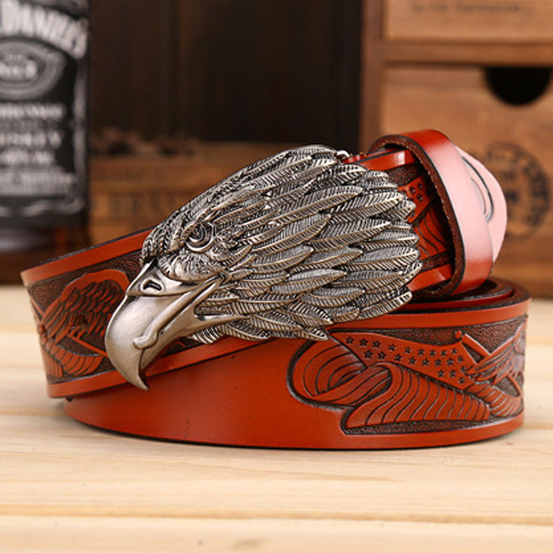 Meta  Digital Store  Fashion Cowhide Leisure Eagle Head Belt