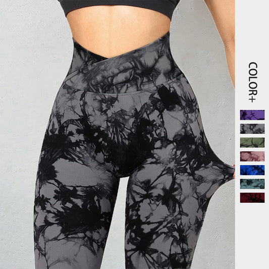 Meta  Digital Store  Seamless Tie Dye Leggings Women Yoga Pants Push Up Sport Fitness Running Gym Leggings