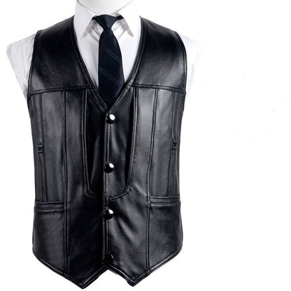 Meta Digital Store Genuine Leather Vest Man First Layer Cowhide Motorcycle Clothing