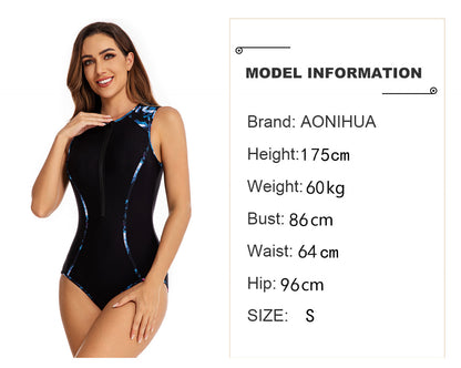 Meta  Digi Store  Women's One-piece Sleeveless Vest Surfing Swimsuit