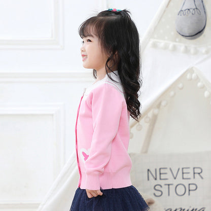 Meta Digital Store Girls Clothes Navy Collar Kids Sweater Jacket