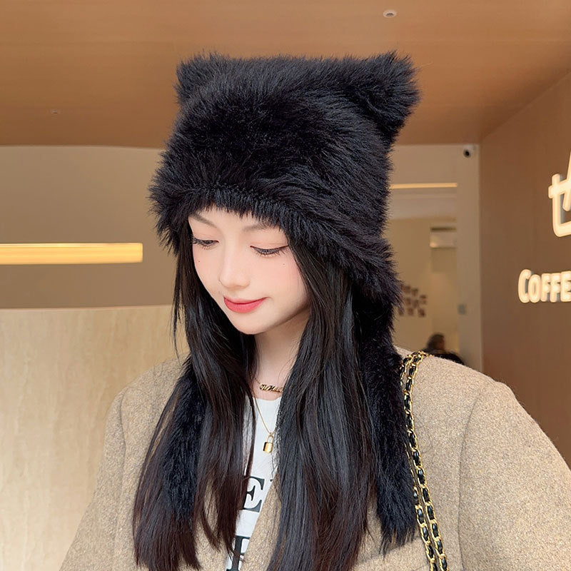 Meta  Digital Store  Autumn And Winter Online Influencer Cute Plush Bear Hat Thickened Warm