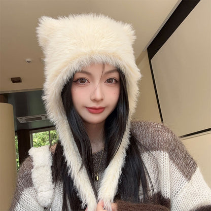 Meta  Digital Store  Autumn And Winter Online Influencer Cute Plush Bear Hat Thickened Warm