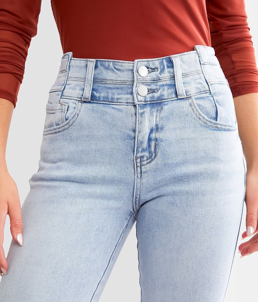 Meta Digital Store Women Jeans Fashion  Women's High Waist Button Row Elastic Denim Pants