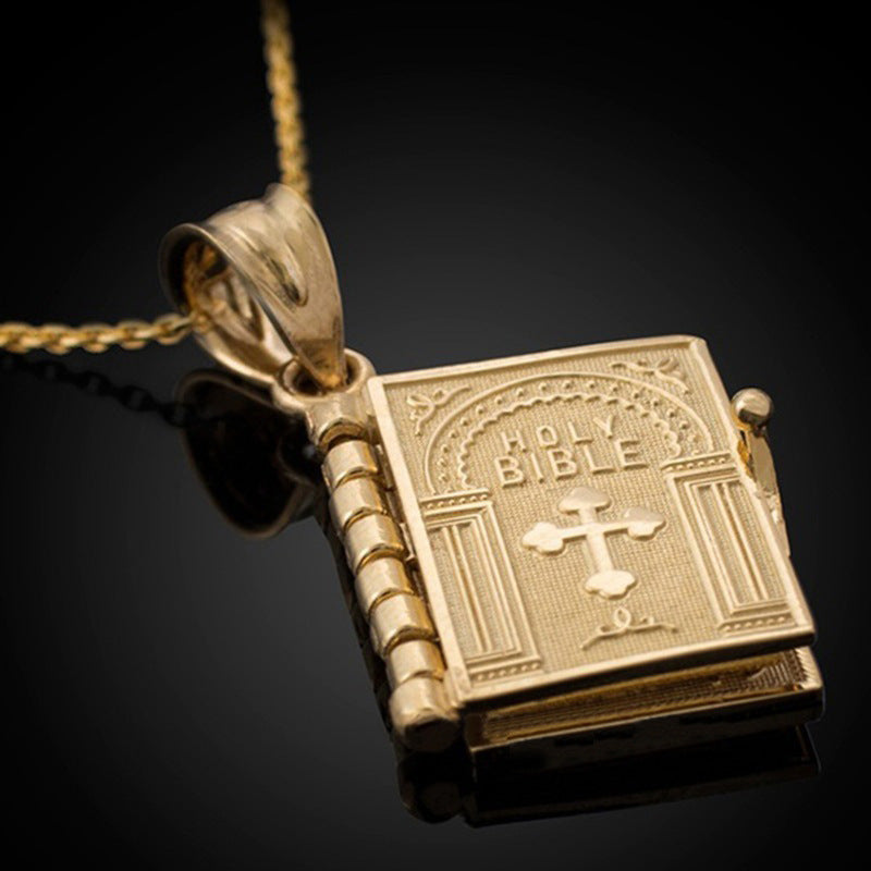 Meta Digital Store Bible Religion Necklace Openable Holy Bible Book Pendant Necklaces Christian Judaism Catholicism Orthodox Jewelry