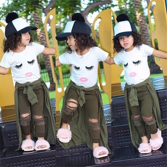 Meta Digital Store Girls Clothes Pudcoco Girl Set 6M-4Y  Kid Baby Girls Eyelash Tops T-shirt Pants Leggings Outfits Set Clothes