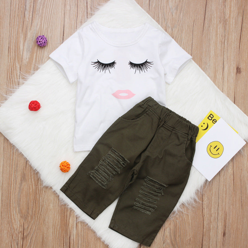 Meta Digital Store Girls Clothes Pudcoco Girl Set 6M-4Y  Kid Baby Girls Eyelash Tops T-shirt Pants Leggings Outfits Set Clothes