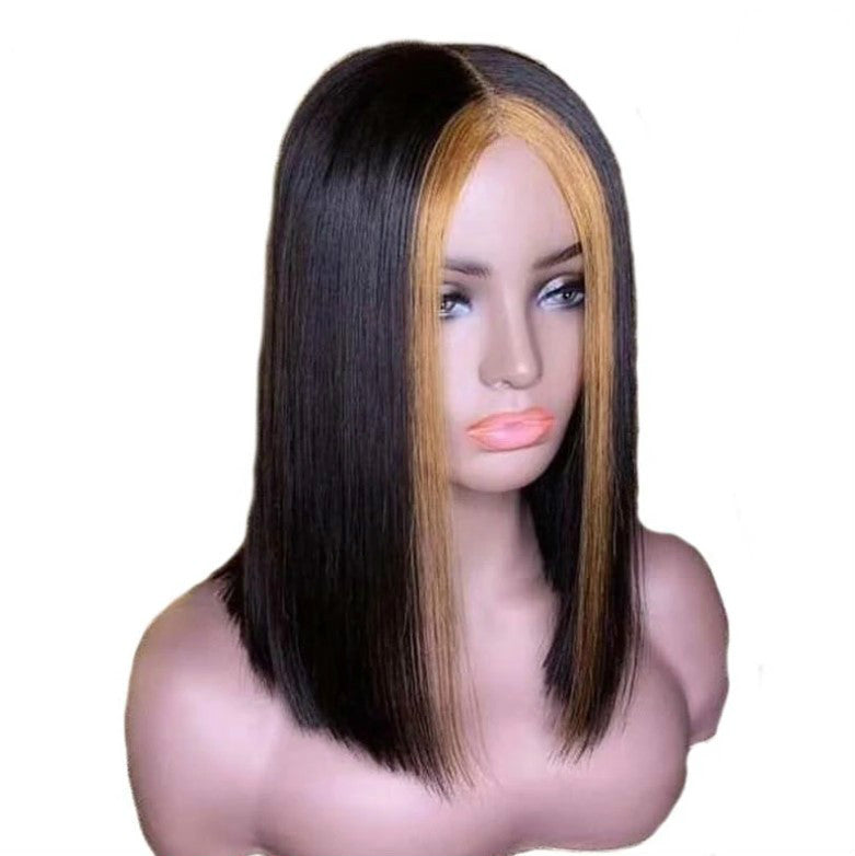 Meta Digital Store  Explosion Style Front Lace Straight Hair Wig European And American Women'S Wig Short Straight Hair Human Hair Wigs