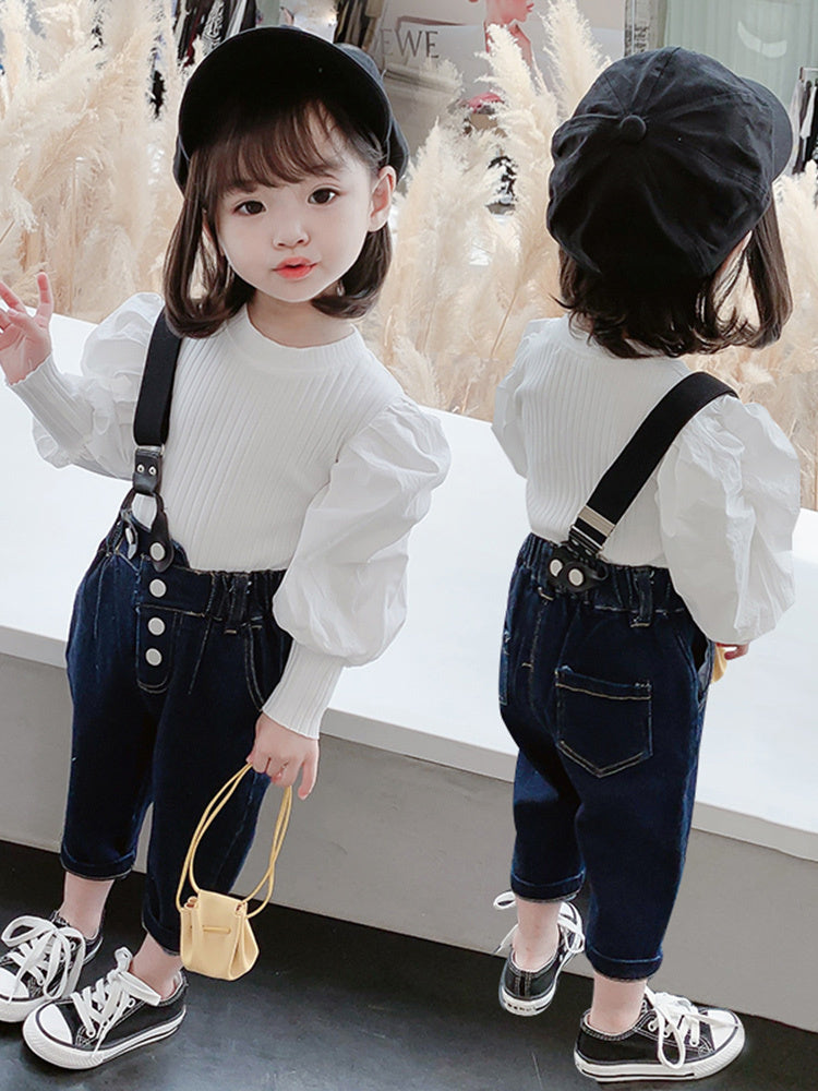 Meta Digital Store Girls Clothes Autumn Shirt Fashion Denim Kids Two-piece Suit