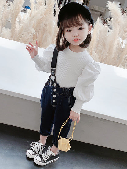 Meta Digital Store Girls Clothes Autumn Shirt Fashion Denim Kids Two-piece Suit