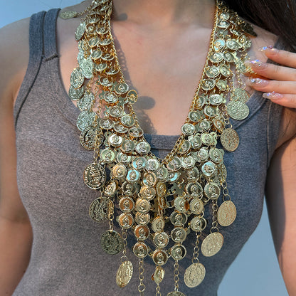 metadigitalstore.com Fashion Vintage Coins Tossie Eksotiese middellyf ketting