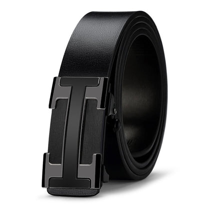 Meta  Digital Store  Men's Inner Wear Toothless Automatic Buckle Belt Business Casual All-match Trendy Two-layer Cowhide