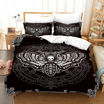 Household Acherontia Lachesis Printed Bed Sheet Bedding Set