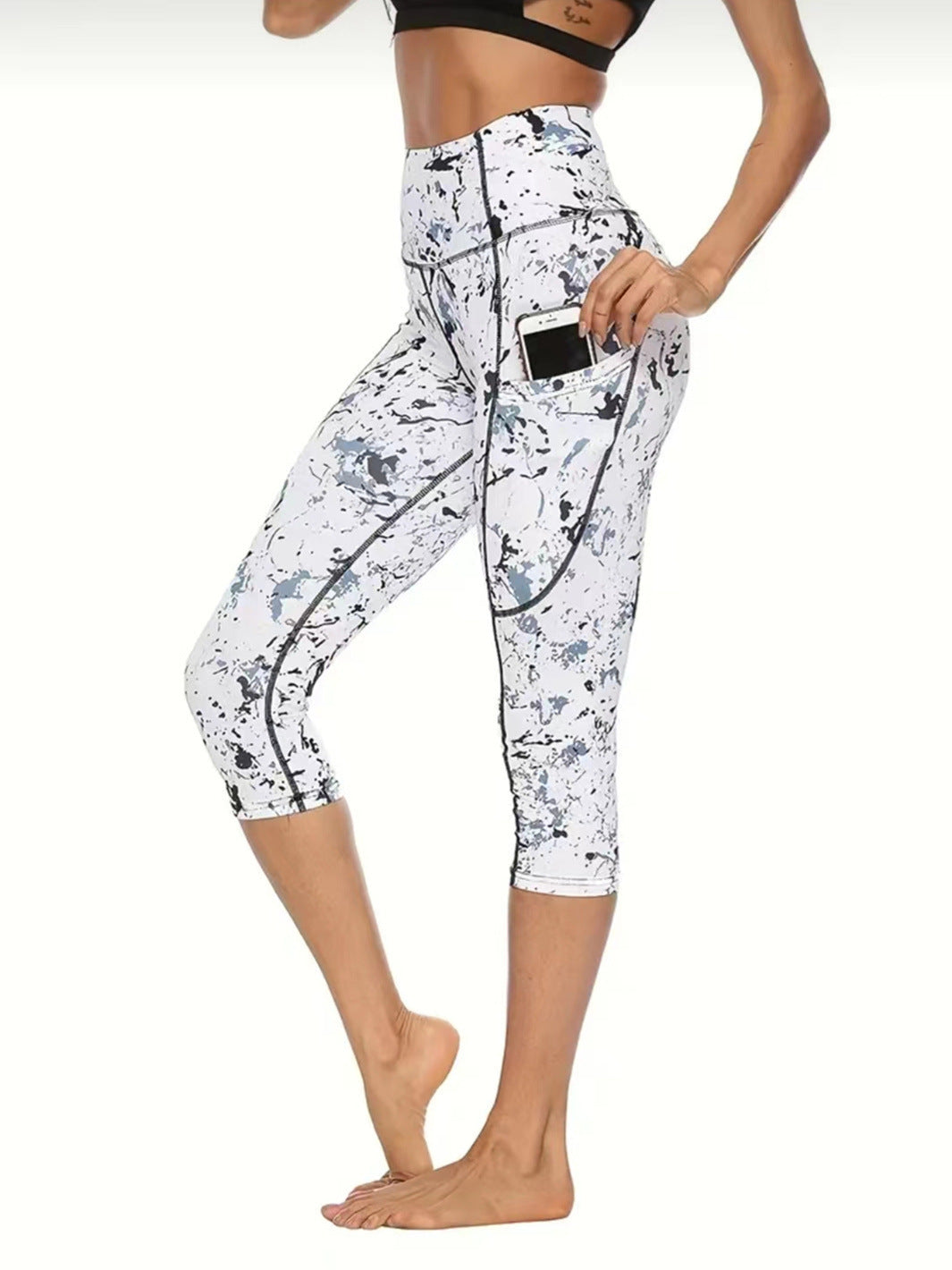 Trousers Belly Contracting Hip Lifting Yoga Fitness Exercise Nude Feel Tight Leggings Printing