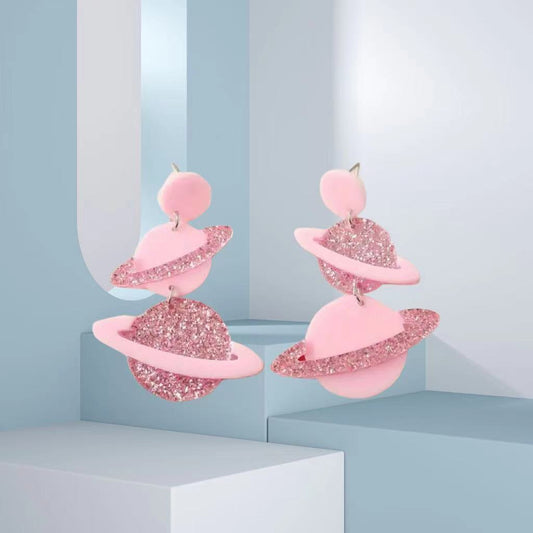 Women's Fashion Planet Sequined Acrylic Earrings