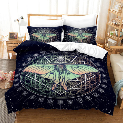 Household Acherontia Lachesis Printed Bed Sheet Bedding Set