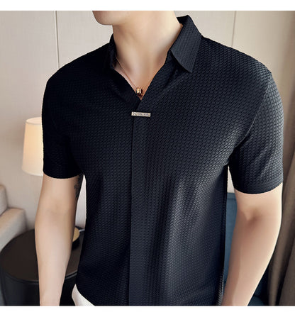 Meta Digital Store Men's Thin Waffle Short-sleeved Polo Shirt