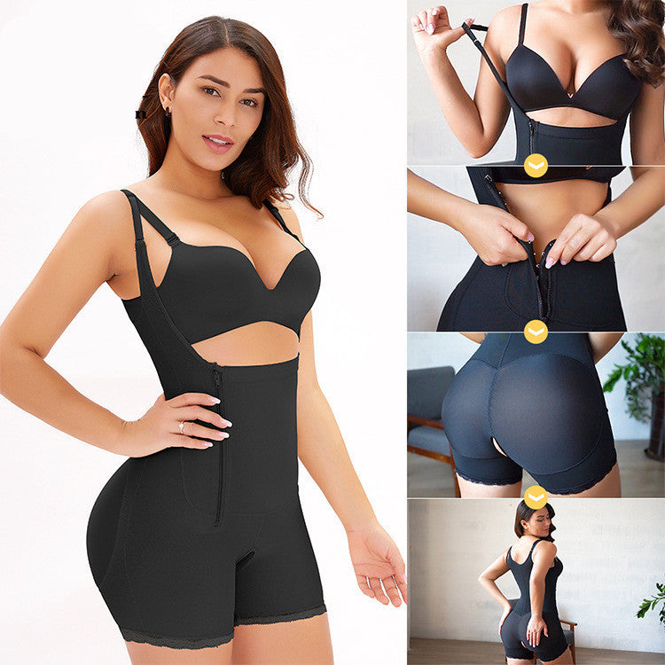 Fat Woman Side Zipper-breasted One-piece Abdomen And Hips Body Shaper