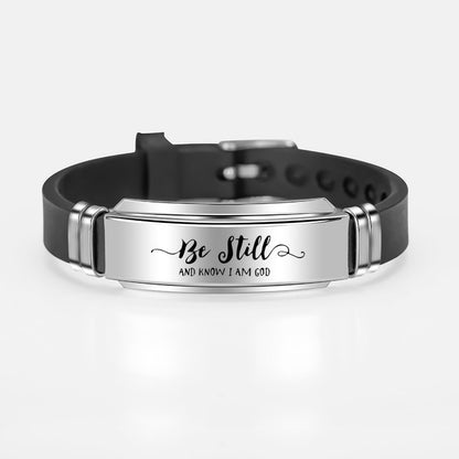 Engraved Scripture Bible Psalms Stainless Steel Bracelet