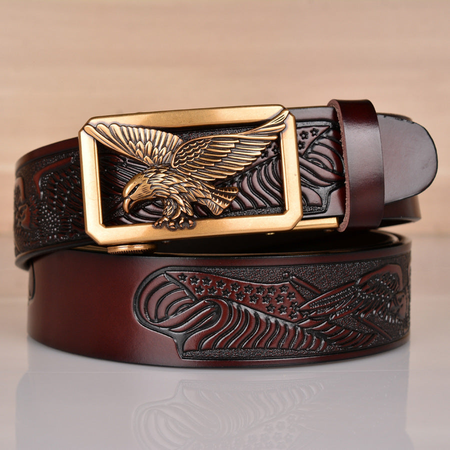 Meta  Digital Store  Leather Men's  Belt Eagle Embossed