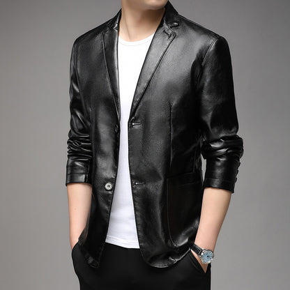 Meta Digital Store  Men's Pu Leather Jacket For Young And Middle-aged Men's Casual Dad