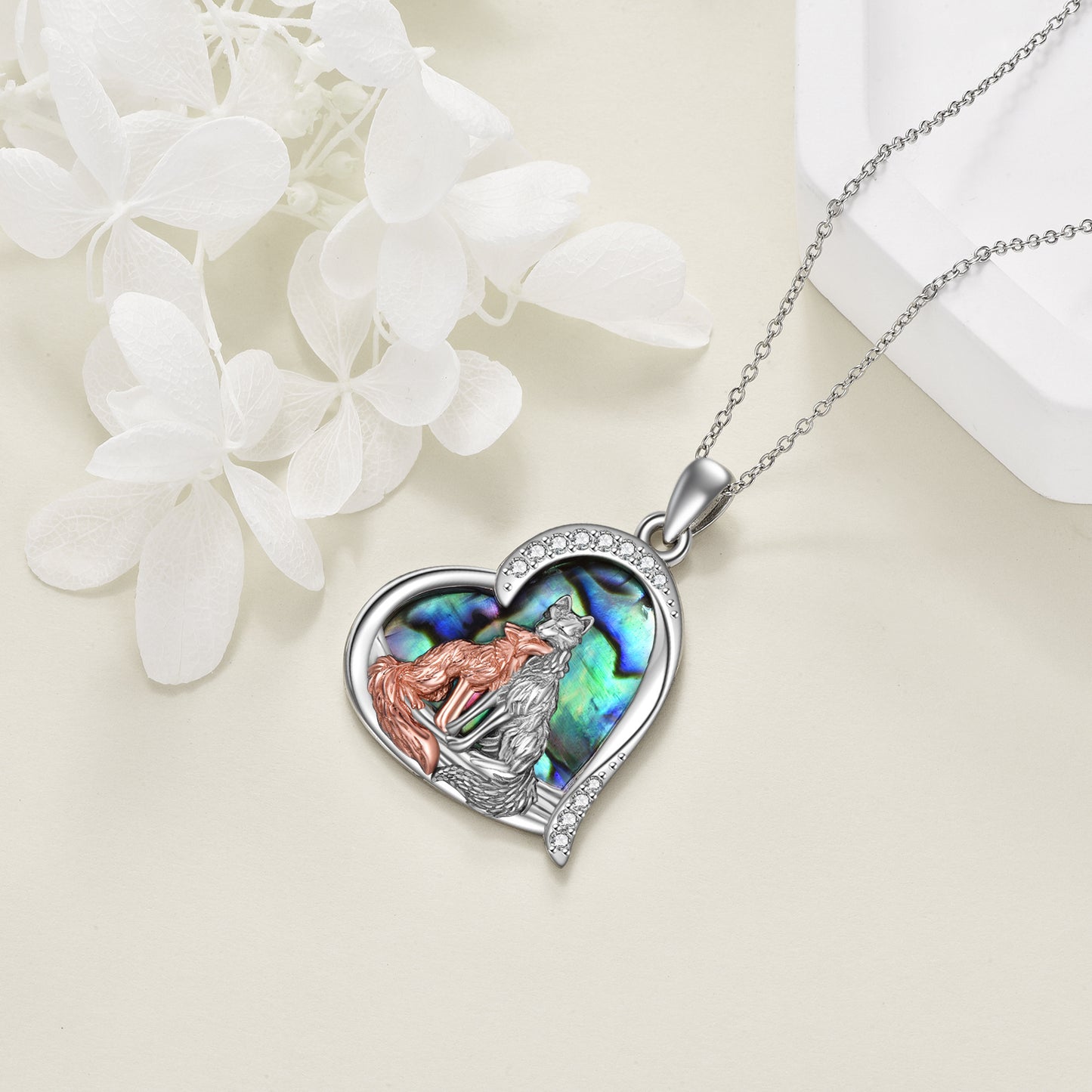 Meta Digital Store Mode Sterling Silwer Kitsune Fox Heart Hanger Ketting Juweliersware Geskenke