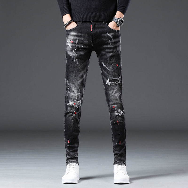 Meta Digital Store Jeans Men's Korean-style Trendy Slim Fit Skinny Pants