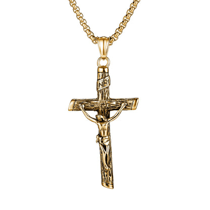 Meta Digital Store Bible  Christian Jesus Cross Pendant Religion Classic Mens Titanium Steel Necklace Factory Direct