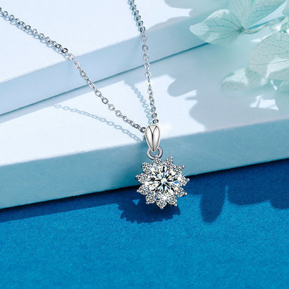 Meta Digital Store Moissanite Sun Flower Ketting 925 Sterling Silwer