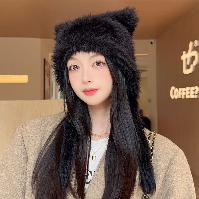 Meta  Digital Store  Autumn And Winter Online Influencer Cute Plush Bear Hat Thickened Warm