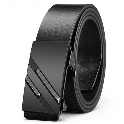 Meta  Digital Store  Men's Inner Wear Toothless Automatic Buckle Belt Business Casual All-match Trendy Two-layer Cowhide