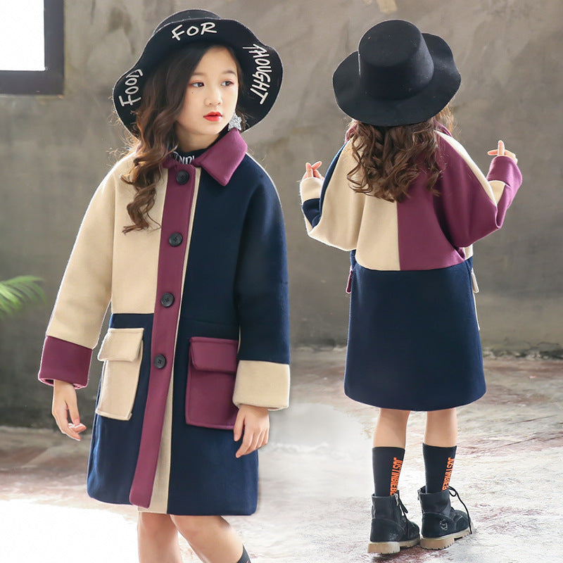 Meta Digital Store Girls Clothes Big Kids Korean AutumnWinter Woolen Coat