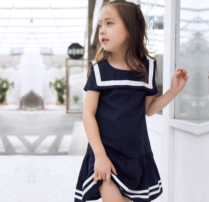 Meta Digital Store Girls Clothes Sanlutoz Girls Clothes Summer Kids Dress For Girl Uniform Short Sleeve Girl Dress Cotton Toddler Fashion Brand New