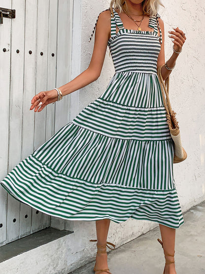 metadigitalstore.com  European And American Summer Women's Holiday Striped Spaghetti Straps Dress