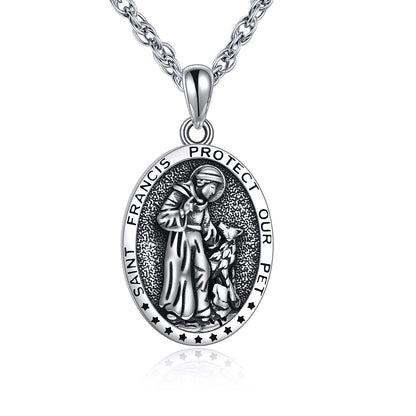 Meta Digital Store Sterling Silwer St Francis Religious Medal Hanger Ketting Juweliersware