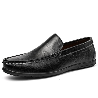 Men's Shoes Plus Size Cowhide Slip-on Driving Shoes Lightweight Retro Easy Matching Gommino Breathable