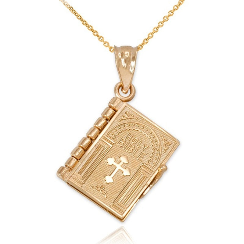 Meta Digital Store Bible Religion Necklace Openable Holy Bible Book Pendant Necklaces Christian Judaism Catholicism Orthodox Jewelry