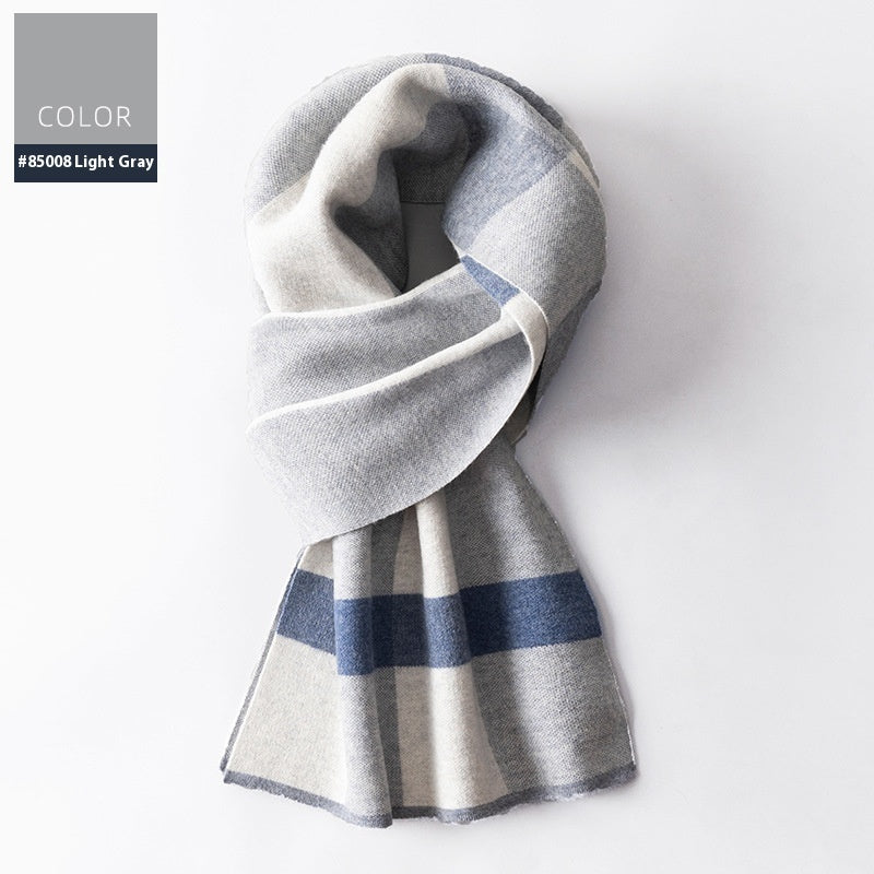 Wool Scarf Men's Winter Plaid Double-sided Scarf