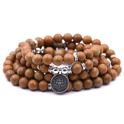 Meta Digital Store Quran silver Lotus pendant Buddha beads religion Yoga Bracelet