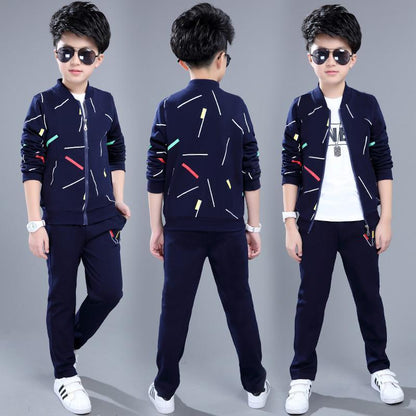 Meta Store Boys Clothing Two-piece Western Style Korean Handsome Boy Clothes