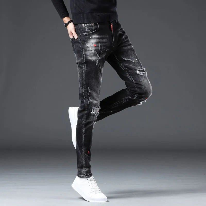 Meta Digital Store Jeans Men's Korean-style Trendy Slim Fit Skinny Pants