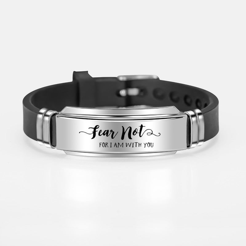 Engraved Scripture Bible Psalms Stainless Steel Bracelet