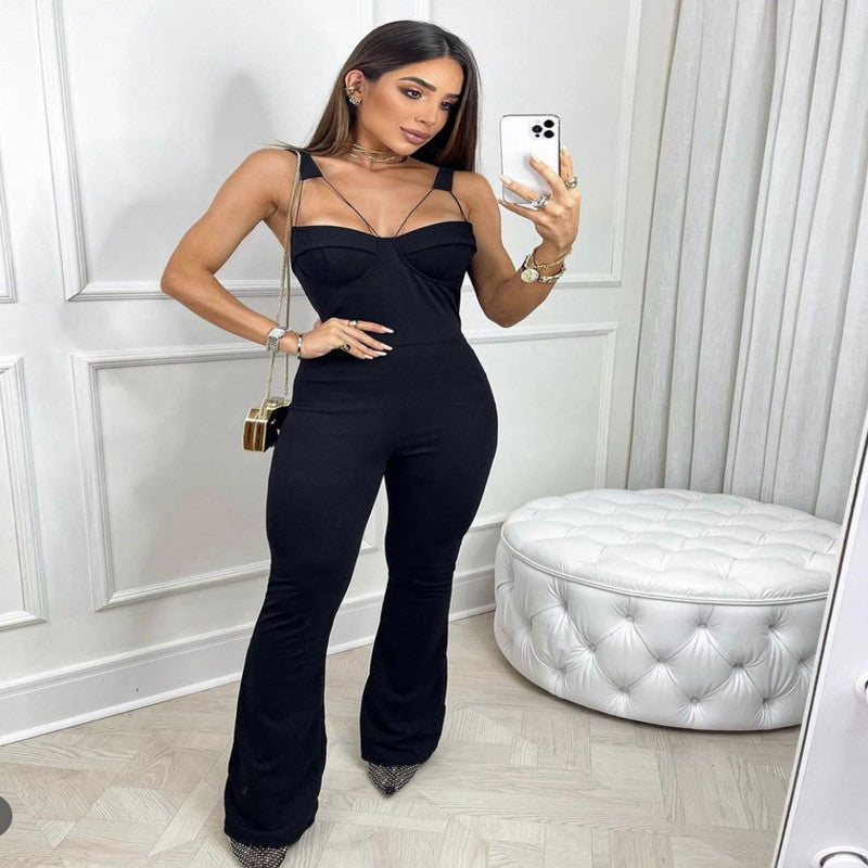 Meta  Digital Store  Bandage Jumpsuit Backless High Street Jumpsuit