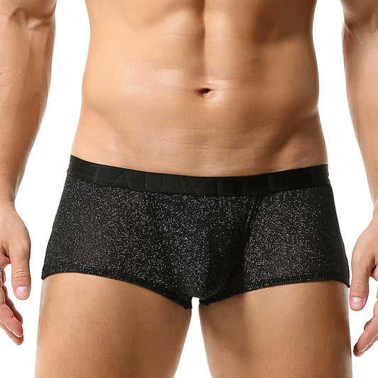 Men's Underwear Low Waist Sexy Mesh U Convex Men's Boxers Bright Men's Boxer Underwear