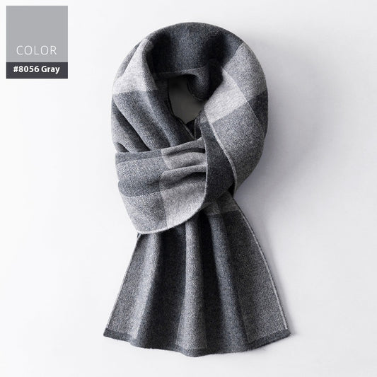 Wool Scarf Men's Winter Plaid Double-sided Scarf