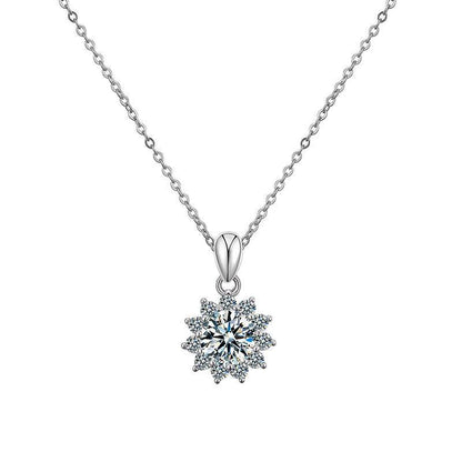 Meta Digital Store Moissanite Sun Flower Ketting 925 Sterling Silwer