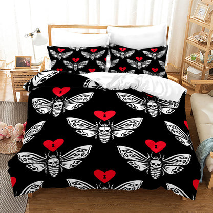 Household Acherontia Lachesis Printed Bed Sheet Bedding Set