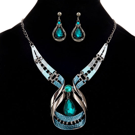 Meta Digital Store Jewelry Water Drop Gem Necklace And Earrings Suite